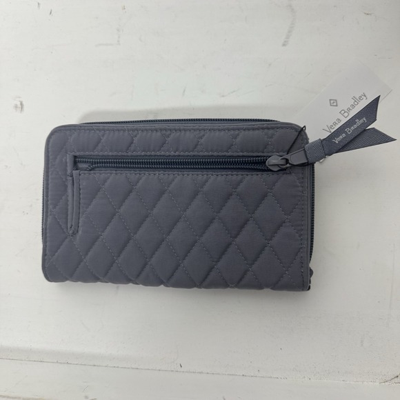 Vera Bradley RFID Turnlock Zip Organizer Wallet  Carbon Gray Microfiber NWT - Picture 2 of 5